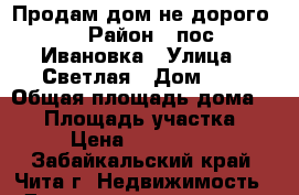 Продам дом не дорого!  › Район ­ пос. Ивановка › Улица ­ Светлая › Дом ­ 5 › Общая площадь дома ­ 89 › Площадь участка ­ 15 › Цена ­ 1 400 000 - Забайкальский край, Чита г. Недвижимость » Дома, коттеджи, дачи продажа   